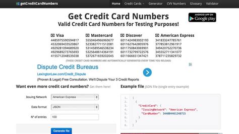 Getcreditcardnumbers Generates Real Numbers For Use In Free Trials