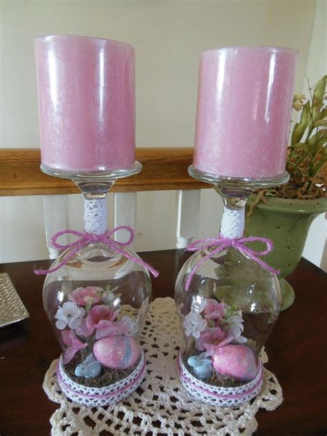 Easter Wine Glass Candle Holder Easter Candle Holder Etsy Wine