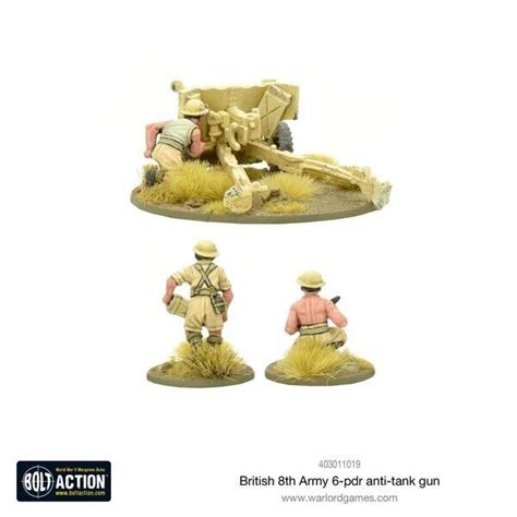 28mm Warlord Games British 8th Army 6 Pounder At Gun Bolt Action Wwii
