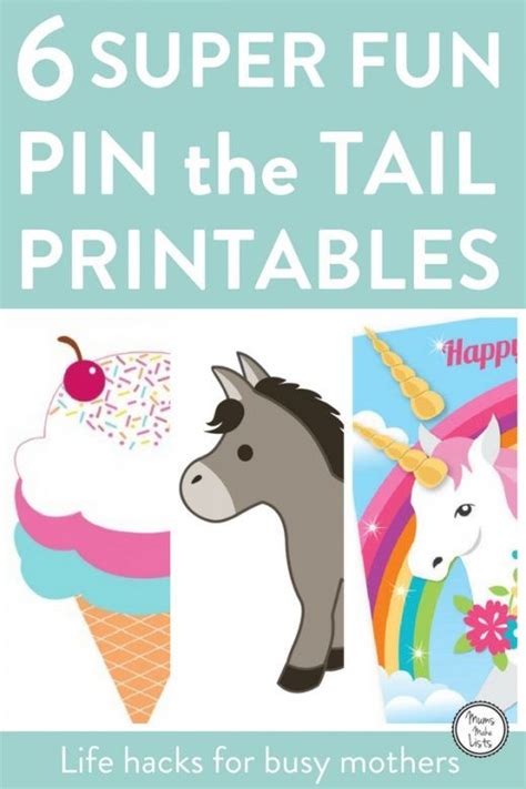 Gorgeous Kids Pin The Tail Printables Mums Make Lists