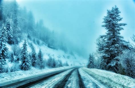 Wallpaper X Px Ice Nature Road Trees Winter X Wallbase Hd