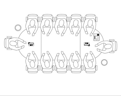 Multi Seated Office Conference Room Table Cad Block Design Dwg File