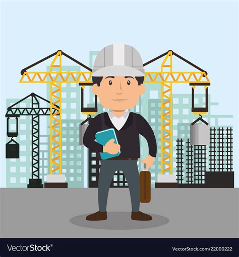 Engineer Character Working Icon Royalty Free Vector Image