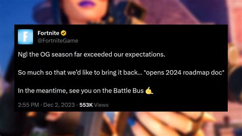 Fortnite Og Will Return As Epic Says It “far Exceeded Expectations”