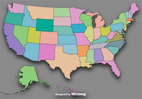 Vector Colorful State Outlinesvector Map Of The Usa Download Free