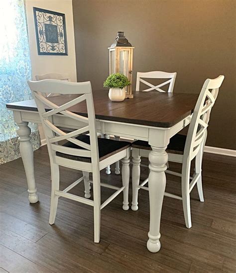 Giantex 3 piece dining table set, counter height pub table & chairs set, 3 tier storage shelves, kitchen table set, industrial bar table with 2 pub stools upholstered, 47 x 23.5 x 36 inch 4.9 out of 5 stars 26 Excited to share this item from my #etsy shop: New! Farmhouse Counter Height Table and 4 Chai ...