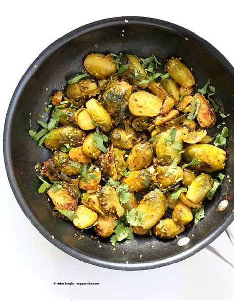 Pan Roasted Brussels Sprouts Subzi With Turmeric Cumin And Mustard
