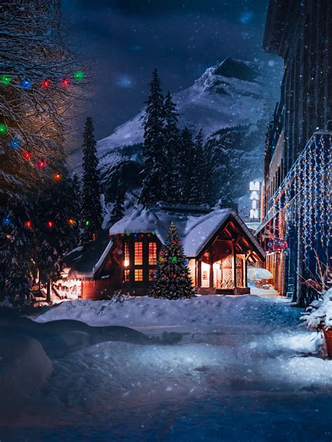 Download Joyful Winter Christmas With Snow Wallpaper