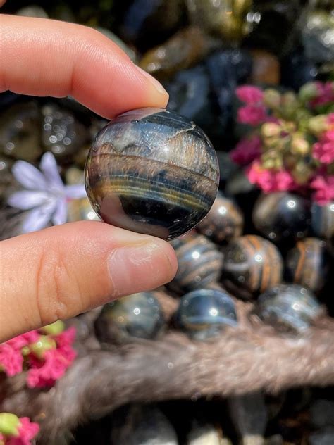 Blue Tigers Eye Sphere Polished Hawks Eye Crystal Ball Etsy