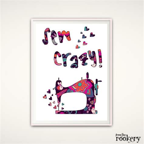 Sewing Room Print Craft Room Wall Art Sew Crazy Sewing