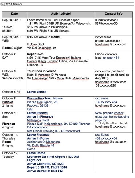 Travel Itinerary Templates Find Word Templates