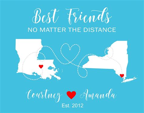 Best Friend Map Long Distance Friendship Map Friends Moving Etsy