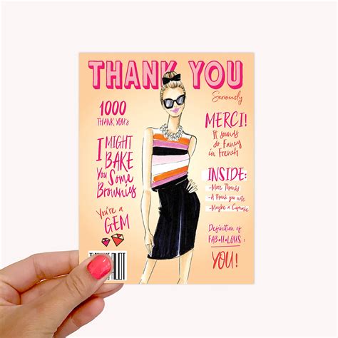 Thank You Card Fashion Card Illustrated Card Fashion Etsy