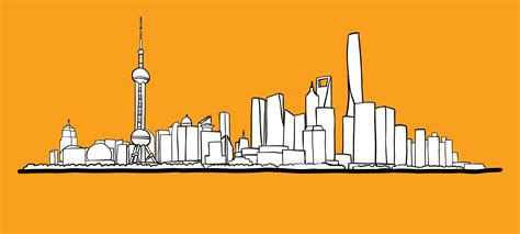 Shanghai Skyline Freehand Drawing Sketch On White Background 3224928