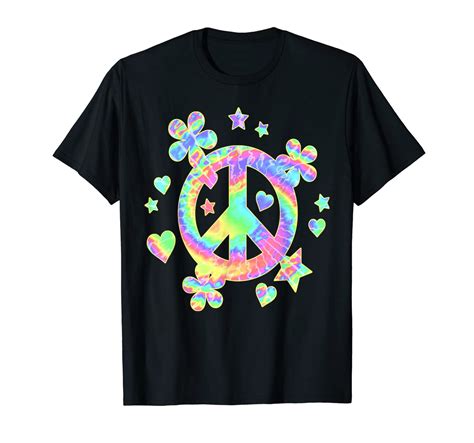 Tie Dye Peace Sign Shirt Colorful Tye Dye Hippie Flowers T Shirt Anz