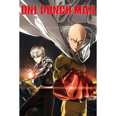 One Punch Man Poster Genos And Saitama On Close Up