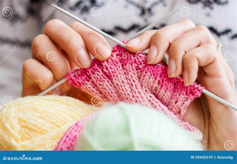 Hands Knitting Stock Image Image Of Hands Wool Stitch 29420319