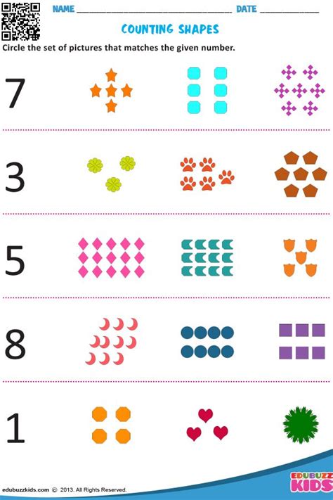 Math games for kindergarten incorporate these skills. COUNTING SHAPES | Shapes worksheet kindergarten, Kindergarten worksheets, Math counting