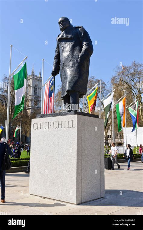 A Bronze Statue Of Winston Churchill Statue London England United