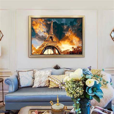 Diy Painting By Numbers Eiffel Tower 16x20 40x50cm Moreascraft