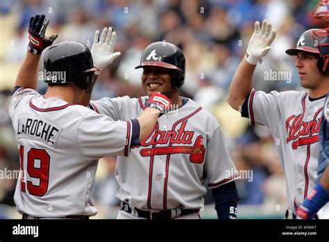 Atlanta Braves Adam Laroche Left Is Greeted At Home Plate By