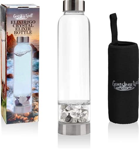 Amazon Com Crystal Water Bottle Elixir Set Includes Authentic Hematite Clear Quartz Healing