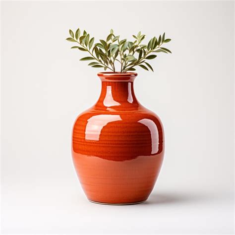 Premium Ai Image Terracotta Clay Vase Showcased Against A White Backdrop