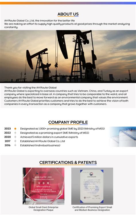 Petrochemical Industry High Quality Sn250 Korea Origin Base Oil