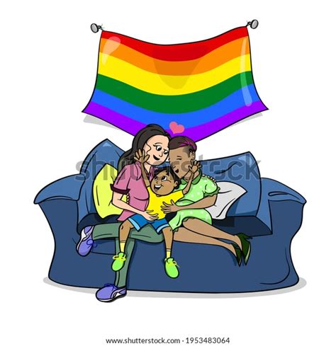 Hand Drawn Vector Illustration Lesbians Couple Stock Illustration