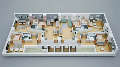 3d Floor Plan Of Luxury House Ground Floor Cgtrader