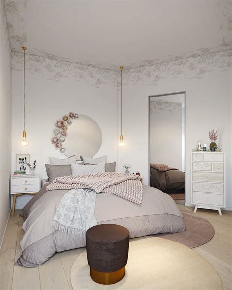 Small Feminine Bedroom Design In Soft Colors Pink Beige Gold