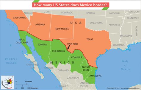 Border Map Of Usa And Mexico United States Map
