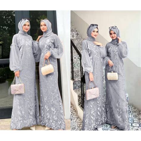 Jual Maxi Modela Gamis Brukat Muslim M L Xl Xxl Gamis Murah Gamis Pesta