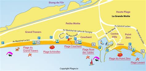 Découpage, cartes, plans, hydrographie et alentours. Plage du Centre Ville - Point Zéro La Grande-Motte (34 ...