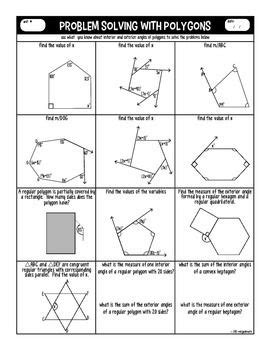 Properties of inscribed polygons and angles formed by lines that intersect a circle to answer these and other questions. Polygons graphic organizer and practice | Exterior angles ...