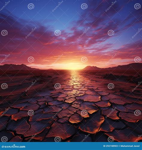 Arid Expanse Bathed in Twilight, Suns Farewell Hues Grace Sandy Desert