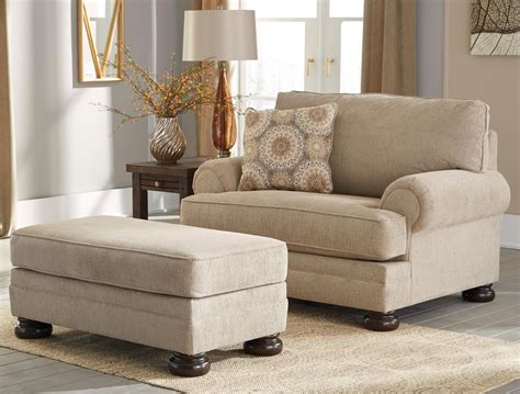 The arm chair features rolled arms and a square back while the companion ottoman can be used as leg support or for extra seating. Furniture: Stylish Chair And A Half With Ottoman Design ...