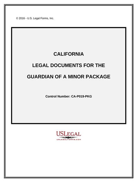 Legal Documents For The Guardian Of A Minor Package California Form