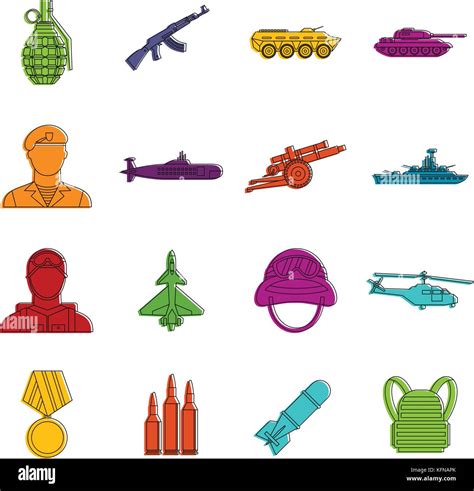War Icons Doodle Set Stock Vector Image And Art Alamy