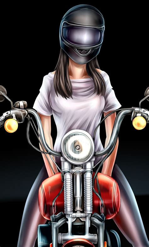 1280x2120 Biker Girl Digital Art Wallpaper Abstract Art Wallpaper