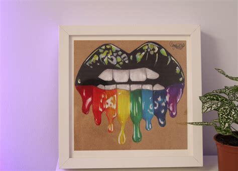 Rainbow Lips Drawing Print Etsy