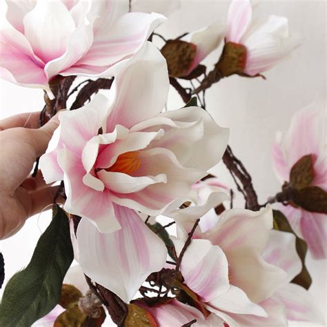 large silk magnolia flowers silk magnolia with leaves spray faux flowers faux they