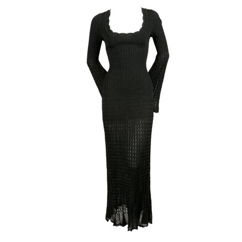 Maybe you would like to learn more about one of these? 1992 AZZEDINE ALAIA black open knit long dress For Sale at ...