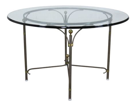 Campaign Style Glass Top Dining Room Table On Dining