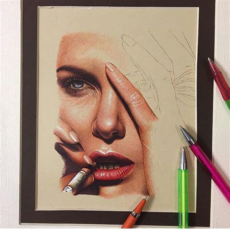 One Of My Works With Colored Ballpoint Pens Drawing