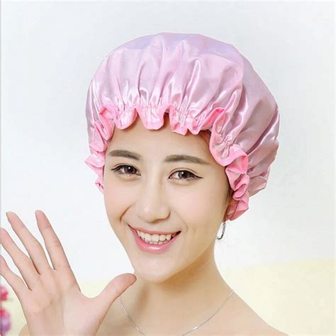Women Waterproof Polka Dot Flower Hair Cover Elastic Bath Bathing