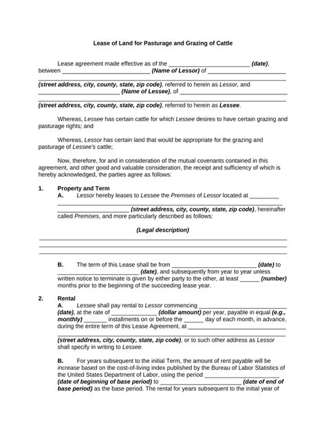 Grazing Agreement Template Free Sample Example And Format Templates