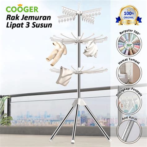 Promo COOGER Rak Jemuran 2 Susun Foldable Stainless Steel 3 Tingkat