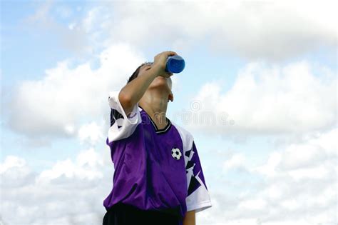 Thirsty Boy Drinking Refreshing Drink Stock Image Image Of Drops