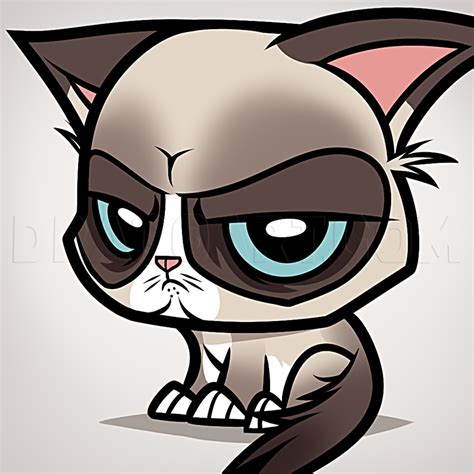 How To Draw Chibi Grumpy Cat Step By Step Drawing Guide By Dawn